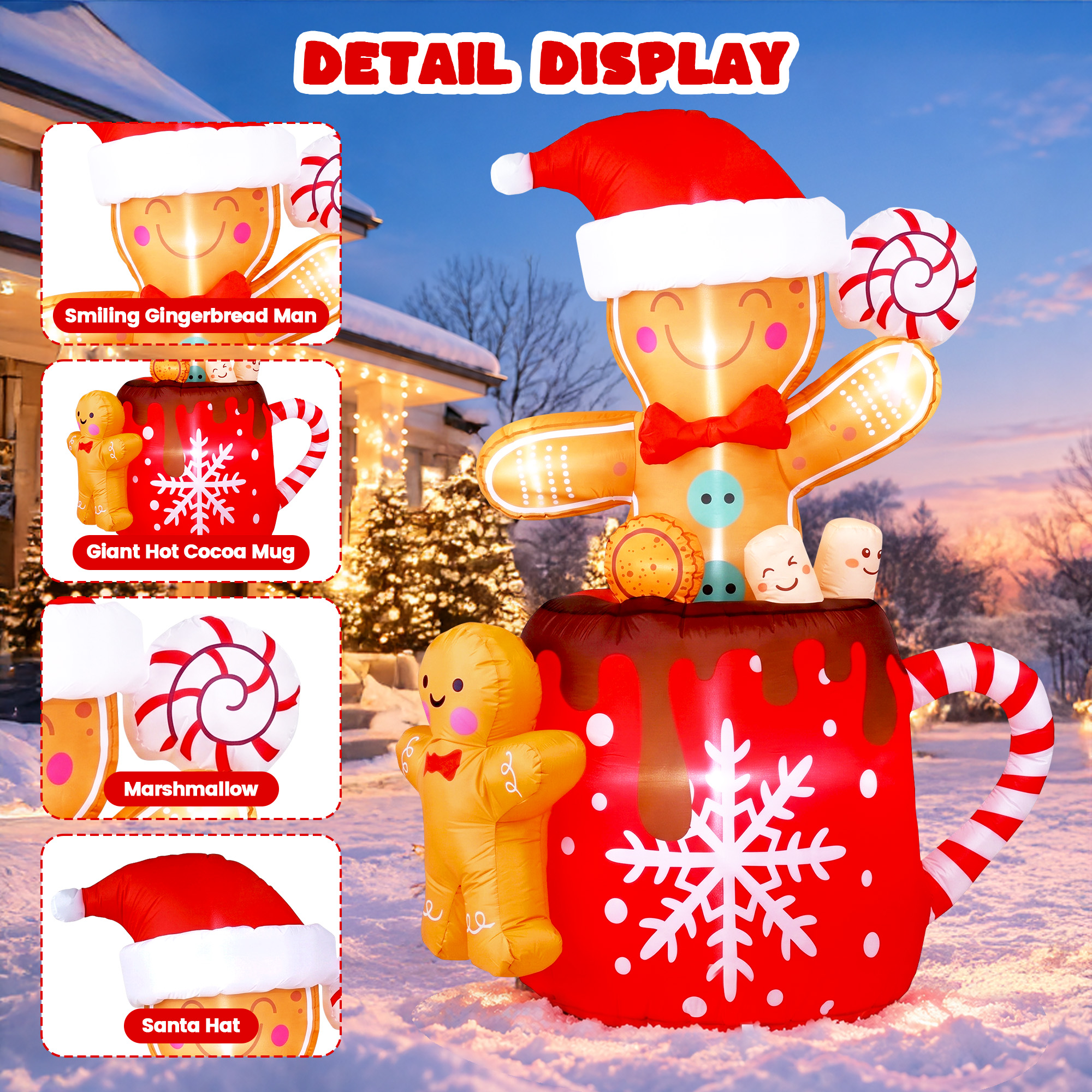 GVDV 6 Ft Inflatable Gingerbread Man Christmas Decoration photo 5