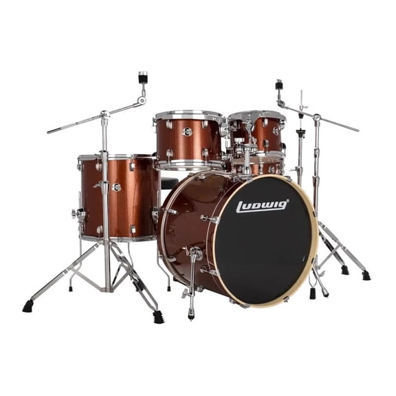 Ludwig Evolution 5-Piece Drum Set w/Hardware, 22" Kick, Copper Sparkle