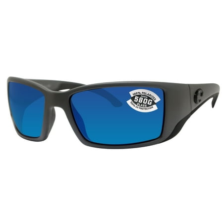 - Costa Del Mar Blackfin Matte Gray Frame Blue Mirror 580G Glass Polarized Lens