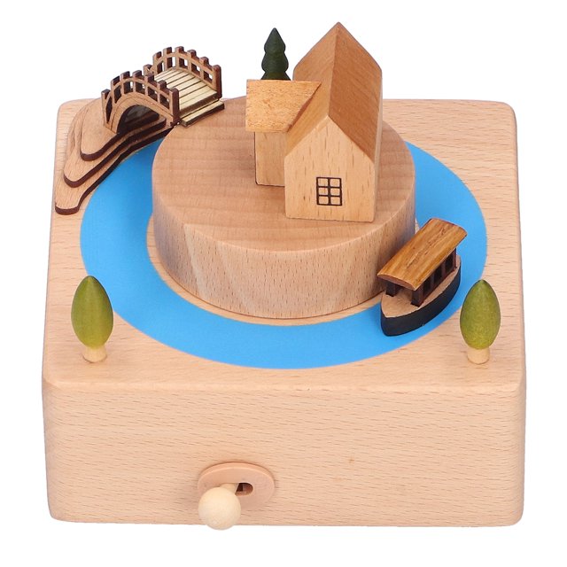 Caja de música de madera de haya, regalo giratorio, regalo de cumpleaños, decoración, colección artesanal