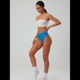 thumbnail image 4 of Braguitas de Algodón para Mujer, Talla Grande, con Medias Caderas, Cintura Alta, Color Liso, con Abertura Alta. Azul M, 4 of 9