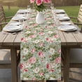 thumbnail image 4 of White Pink Flower Table Runner - 36 Inch Long Shabby Chic Spring Vintage Leaf Green Cotton and Linen Blended Dress Scarves Farmhouse Table Runner for Kitchen Dining, Coffee Table, 13" x 36", 4 of 8