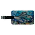 thumbnail image 1 of Shark Ocean Selfie Rectangle Leather Luggage Card Suitcase Carry-On ID Tag, 1 of 8