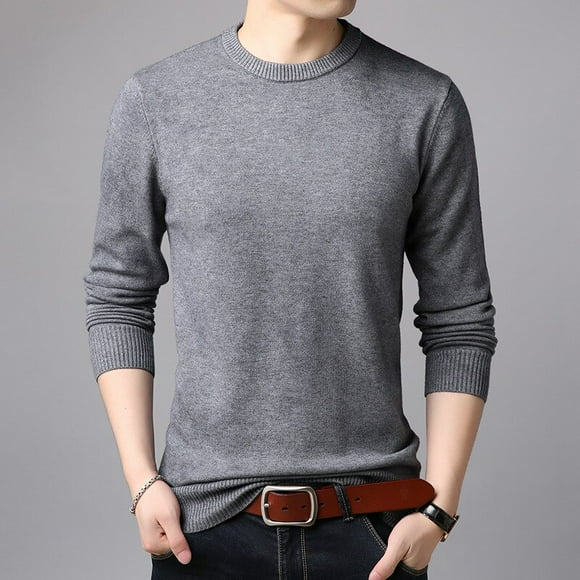OmicGot Men's Sweaters Pure Color Slim Young Sweater Round Collar Big Size Pullover for Man Tops Thin Sweater