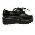 thumbnail image 3 of Soda Women's Jimbo Crinkle Oxford Lace Up Lug Platform Wedge Shoes, Black, 6 M US, 3 of 5