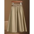 thumbnail image 2 of Women Versatile Solid High Waist Midi A-Line Skirt with Elastic Waistband, Simple Casual Draped Bottoms Suitable for Daily Commuting and Various Casual Occasions Throughout Spring, 2 of 3