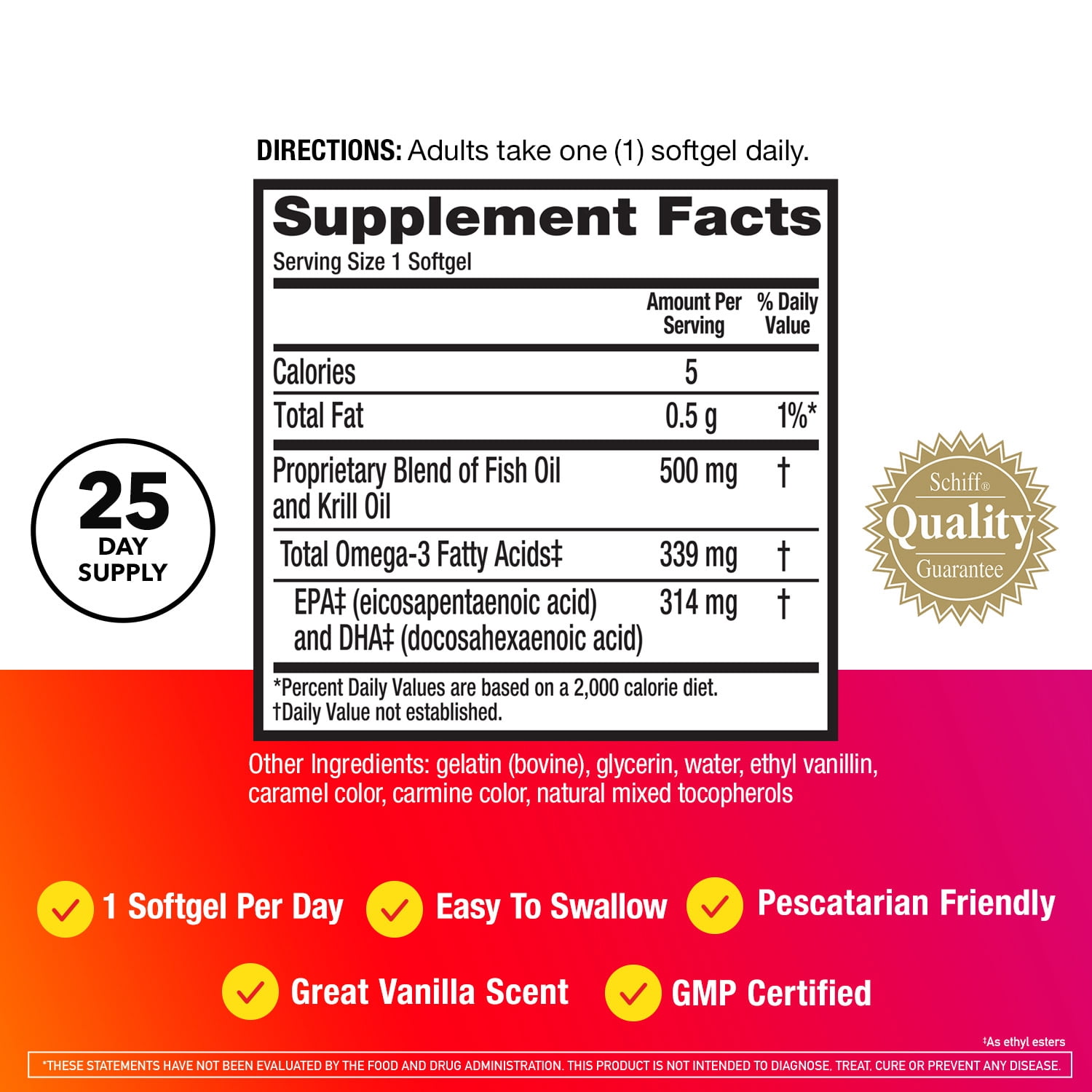 (3 pack) MegaRed Advanced 4in1 500mg Omega-3 Fish Krill Oil Supplements, Heart Brain Eyes Joints Health Omega 3, 25 Softgels