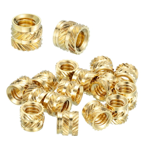 Heat Set Threaded Inserts, 25 Pcs #10-24 x 5.8mm L x 6.93mm OD Pure Brass Metric Knurled Nuts Female Threaded Inserts Embedment Nut for 3D Printing Components Plastic Materials
