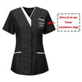 thumbnail image 5 of FRSASU Customer Customization Scrub Tops for Women Personalized Logo Medical Scrubs Shirts Customized V-Neck Nursing Uniform with Pockets Coffee, 5 of 5
