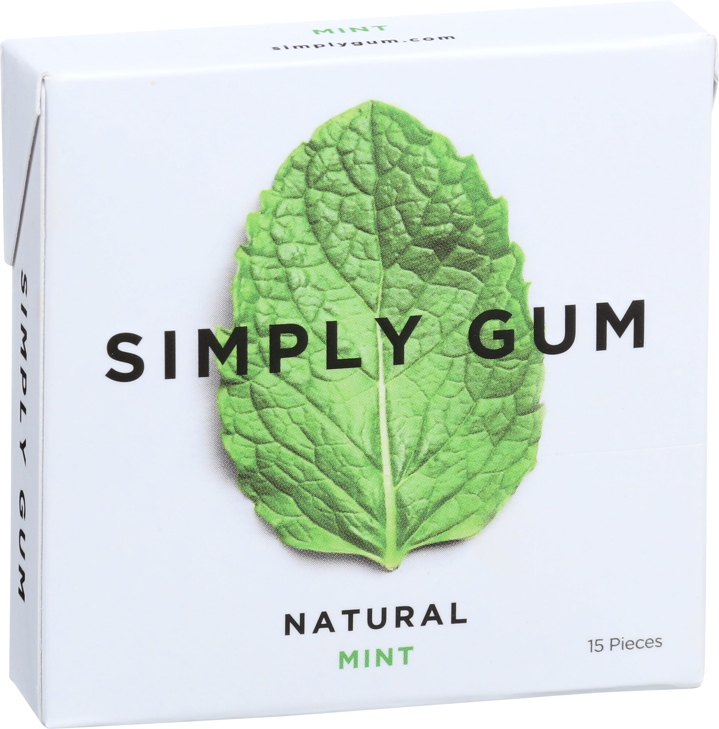 Pack of 12, Simplygum Natural Mint Chewing Gum, 15 Count