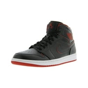 Nike Men's Air Jordan 1 Mid Black / - White Gym Red High-Top Leather Basketball Shoe 13M