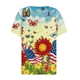 thumbnail image 5 of VKOYWKM American Flag Shirts for Women 4th of July Independence Day Patriotic USA V Neck Button Henley Tee Graphic Tops Summer Casual, 5 of 9