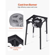 VEVOR Single Burner Outdoor Propane Gas Stove, 100,000 BTU Propane LPG Gas Camping Stove, Heavy Duty Carbon Steel Outdoor Cooker, with Tall Stand & PSI Regulator, for BBQ Camp Home Patio RV Cooking