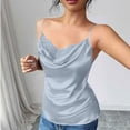thumbnail image 4 of ZHYou No Boundrie Womens Cowl Neck Satin Cami Tops Lace Trim Spaghetti Strap Silk Camisole Blouse Casual Summer Tank Tops for Women Light Blue Size S, 4 of 5