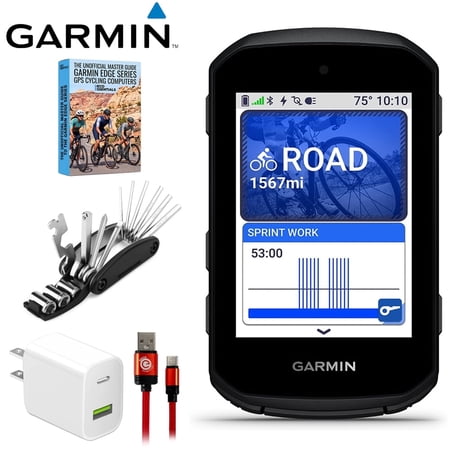 Garmin Edge 550 Standard Edition, Compact GPS Cycling Computer 010-03022-00 Bundle with Deco Essentials 6ft Type-C Cable, Charger, 16-in-1 Bike Repair Tool Kit and Deco Gear Master Guide
