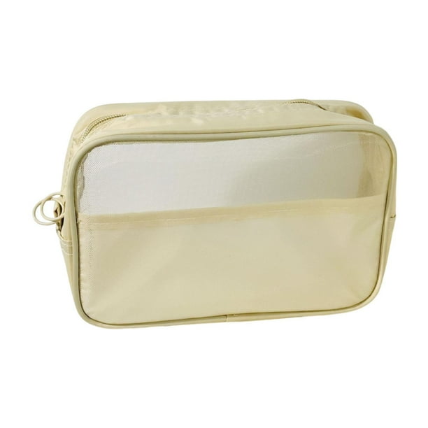 Bolsa de maquillaje de malla, bolsa de aseo, organizador de cosméticos multiusos para mujer, portátil con 22cmx14.3cmx6cm