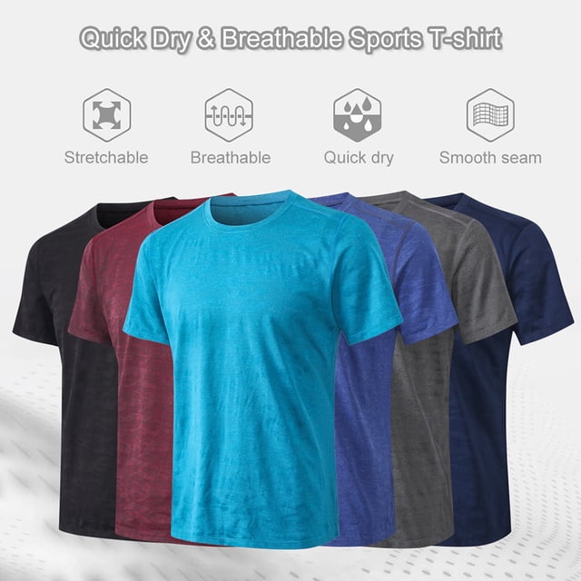 TFixol Camiseta deportiva para hombre con estampado de camuflaje y cuello redondo elástico de secado rápido