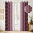 thumbnail image 4 of Ombre Burgundy Wave Blackout Curtains,2 Panels,63 Inch Length,Grommet Top,Thermal Insulated Window Drapes for Bedroom Living Room, 4 of 6