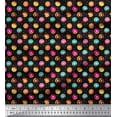 thumbnail image 1 of Soimoi Black Heavy Satin Fabric Donuts Food Printed Fabric 1 Yard 54 Inch Wide, 1 of 3