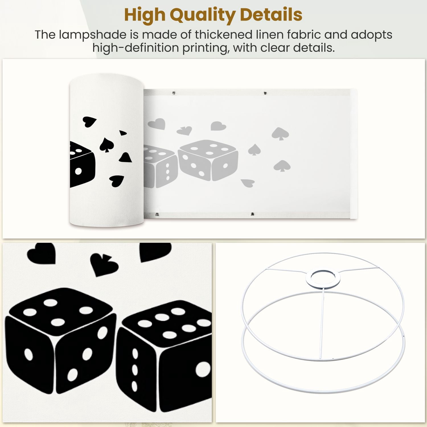 Casino Lampshades 2 Pack Black White Retro Lucky Poker Room Funky Ace Spades Playing 13"x13"x10" Light Shade for Table Lamps Floor Lamps Drum Lamp Shades Lampshade Replacement Easy Assembly