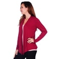 thumbnail image 2 of Simply Ravishing Women's Basic Long Sleeve Hip Length Open Drape Cardigan, Medium, Wine, 2 of 4