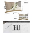 thumbnail image 3 of Pack of 4 Outdoor Lumbar Pillow Covers 11x16 Inch, Boho Waterproof Throw Pillow Covers Set, Modern Art Leaves Abstract Brown Gray Geometric Indoor&Outdoor Decorative Cushion Cases for Patio Porch Car, 3 of 7