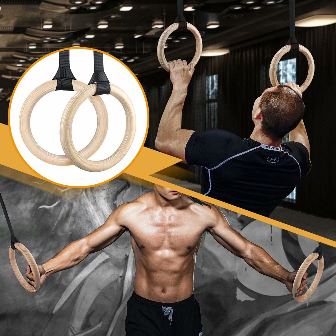 Home Wood Gymnastic Rings for Full Body Strength Muscular Bodyweight Training