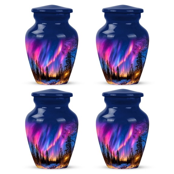 Yatskia Northern Lights Small Urns for Human Ashes Keepsake Adult Man, Little Funeral Keepsake Urn for Ashes for Women, (Classic Pack of 4, 3 Inch)