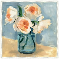 Amanti Art Peonies in Mason Jar II Framed Canvas Wall Art Print