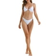 thumbnail image 2 of Conjuntos de bikini con aros para mujer INSPIRE CHIC, 2 piezas, tirantes ajustables, parte inferior triangular, trajes de baño talla X-Large, color blanco, 2 of 5