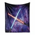 thumbnail image 1 of Galaxy Soft Flannel Fleece Throw Blanket, Illustration in Starry Sky Outer Space Themed Illustration, Cozy Plush for Indoor and Outdoor Use, 50" x 60", Purple Blue and Black, by Ambesonne, 1 of 6