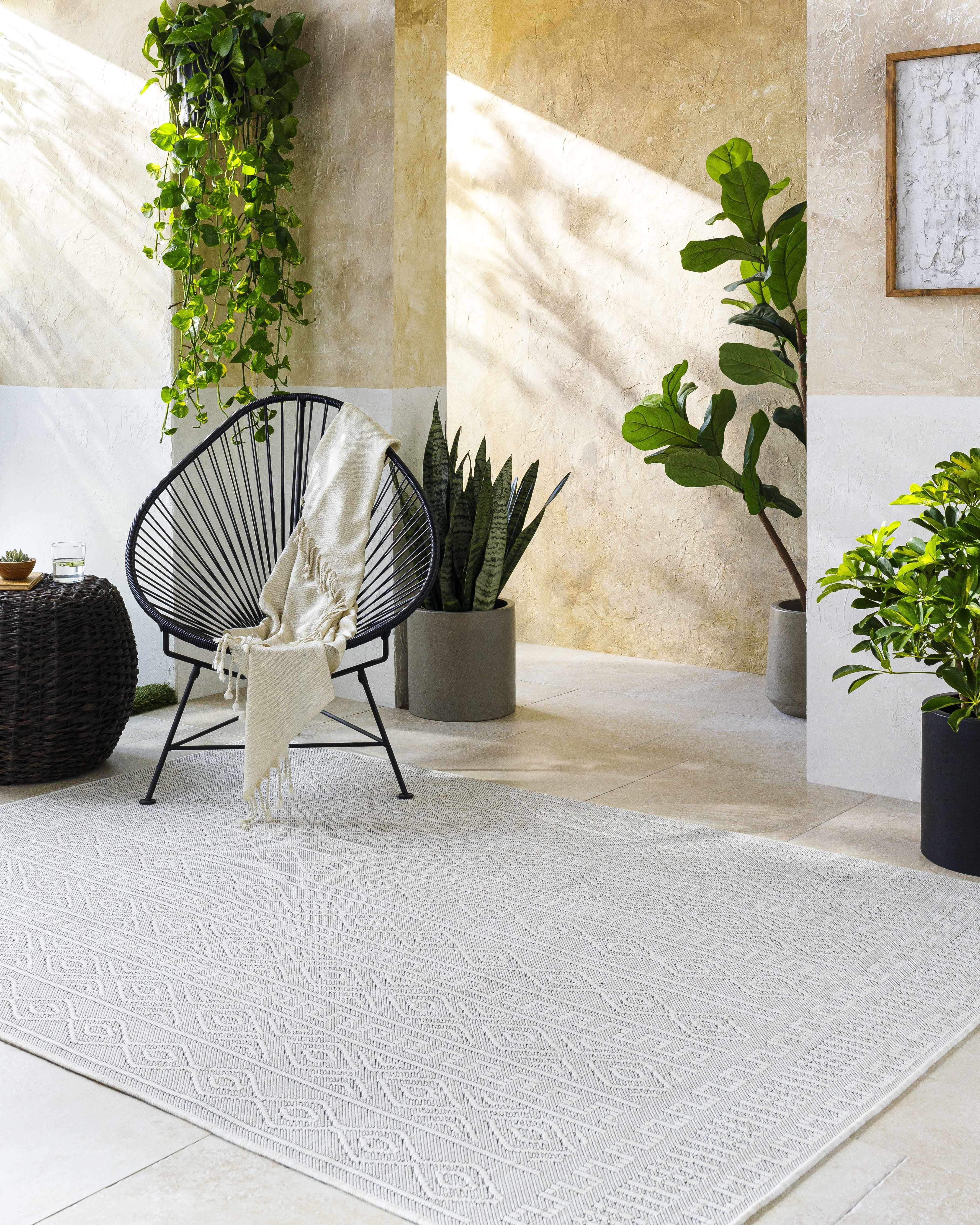 Hauteloom Nuela Living Room, Bedroom Patio Outdoor Area Rug - Farmhouse - 7'10" x 10'