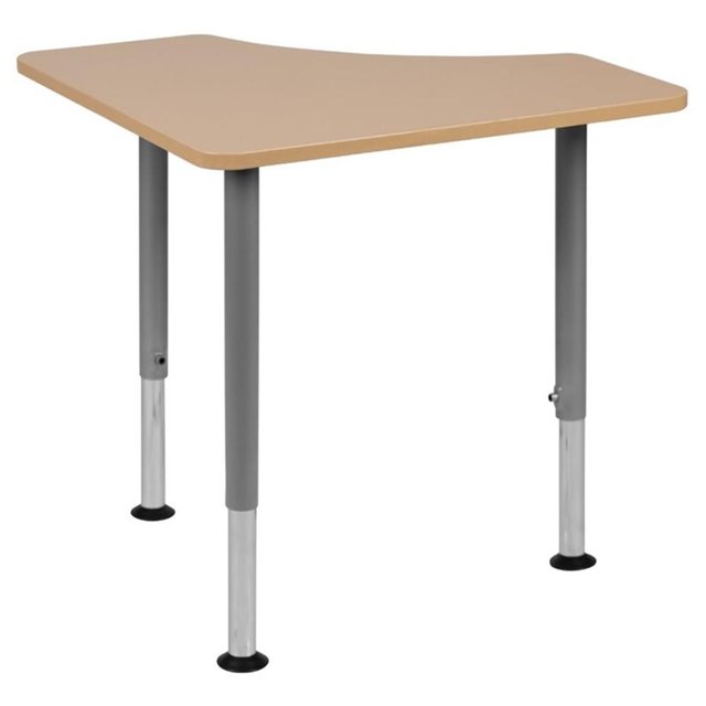 Pemberly Row Triangonal Collaborative Adjustable Student Desk in Natural