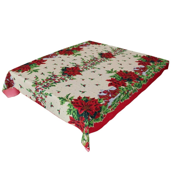 Shiny Gold Accents on Large Christmas Patterns Decorative Tablecloth