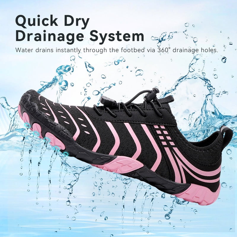 Stepedia Barefoot Water Shoes Women Wide Toe Box Barefoot Shoes for Exercise Hiking Boating Swimming, Black Pink
