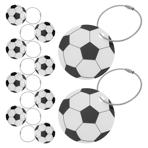 DEEPCRAFF 10-Pack Round Acrylic Soccer-Themed Luggage Tags for Travel, Backpacks, Duffel Bags, Baggage ID Labels