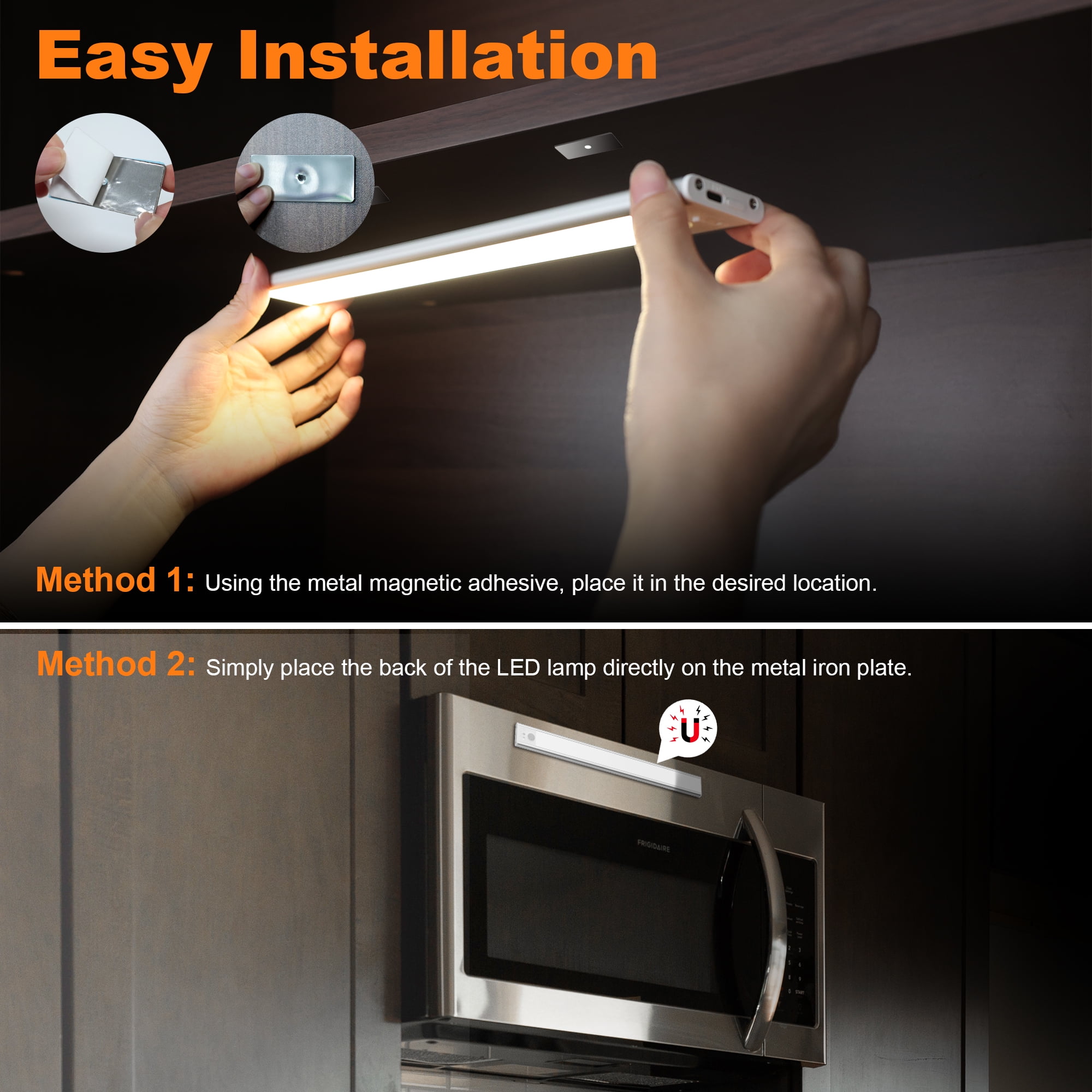 Xecessory 15.7” 146 Lumens Motion Sensor LED Under-Cabinet Light, 6000K (2 Count)
