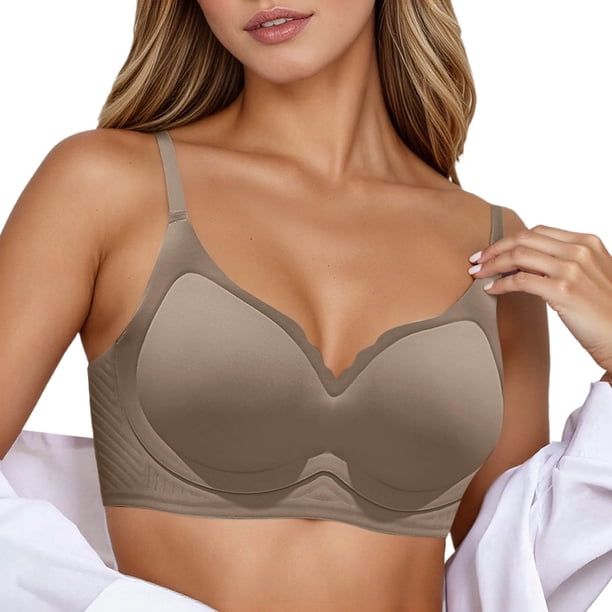 Brasier Mujer Sujetador Push up sin Costuras para Mujer, Inalámbrico, de Sujeción Suave, sin Relleno, Cómodo, para Pecho Pequeño, Levanta Los Laterales y Suaviza La Flacidez. Grande