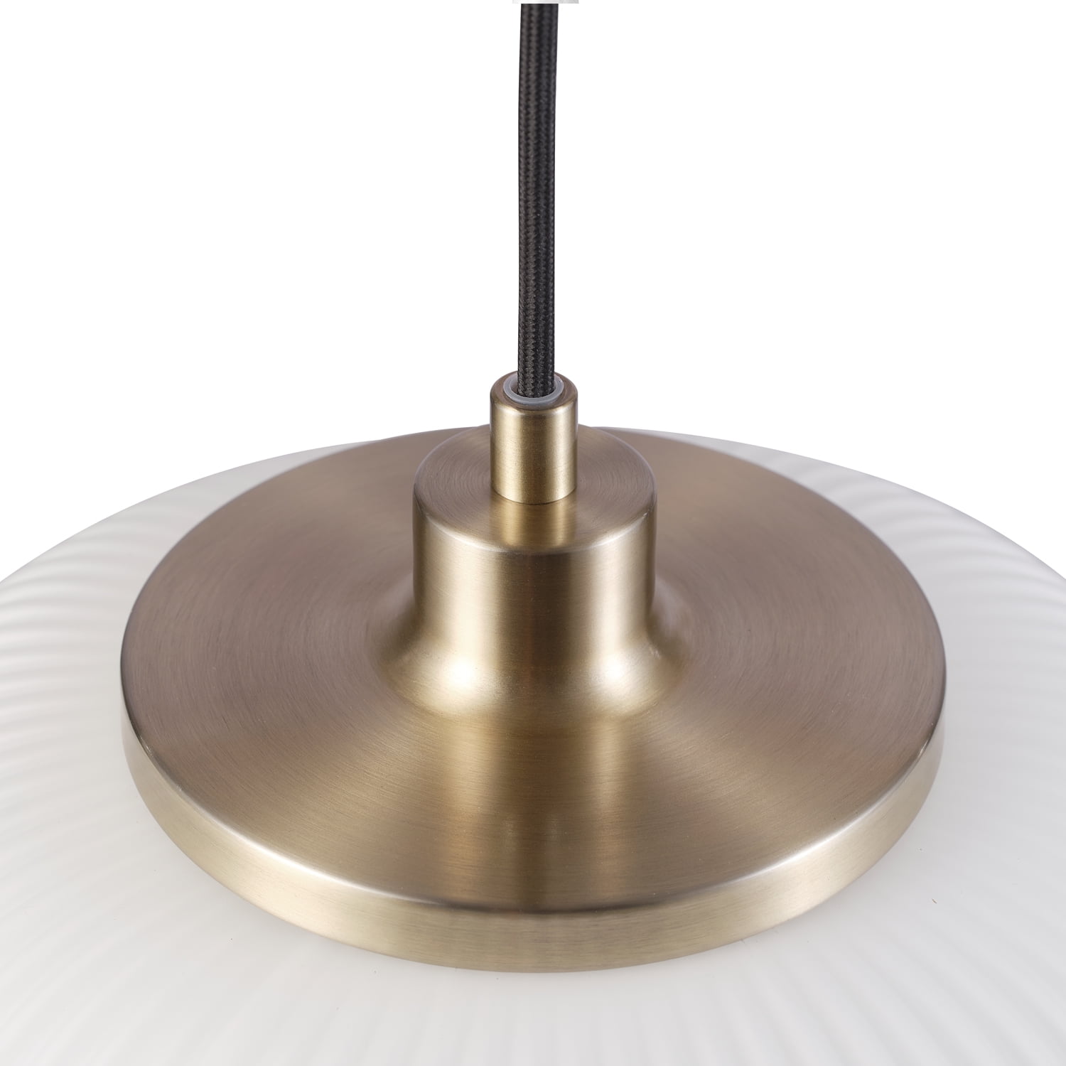 Novogratz x Globe Lily 1-Light Matte Brass Pendant Lighting with Frosted Ribbed Glass Shade