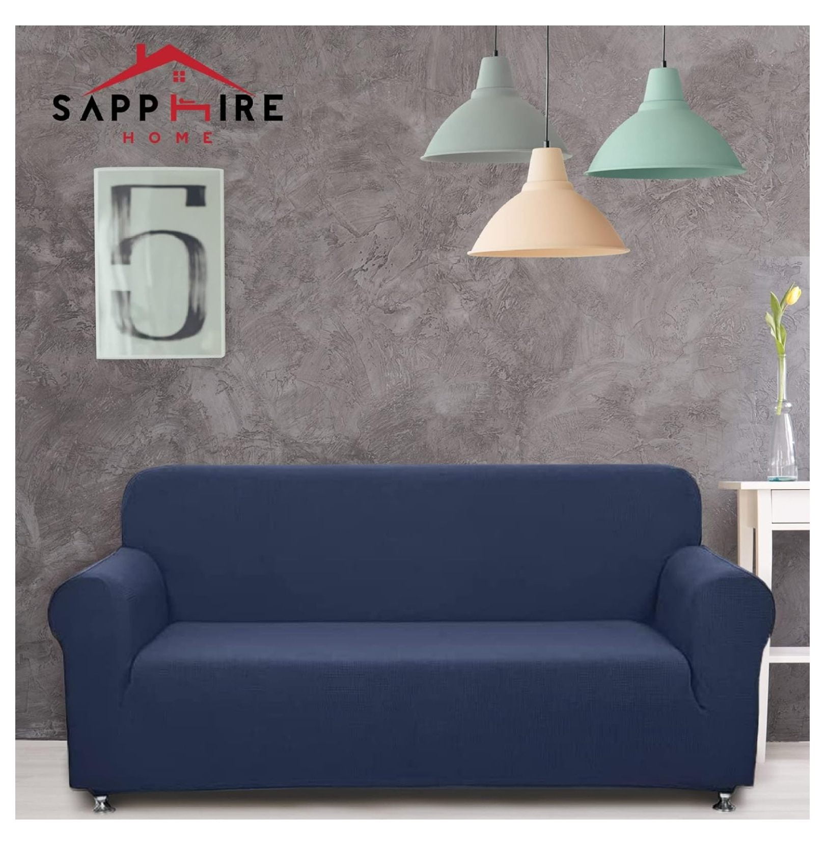 2-Piece Sofa and Loveseat Slipcovers, Couch and Loveseat Covers Set, Form fit Stretch, Wrinkle Free, Furniture Protector, Sofa Covers for Living Room, Polyester Spandex (Blue)