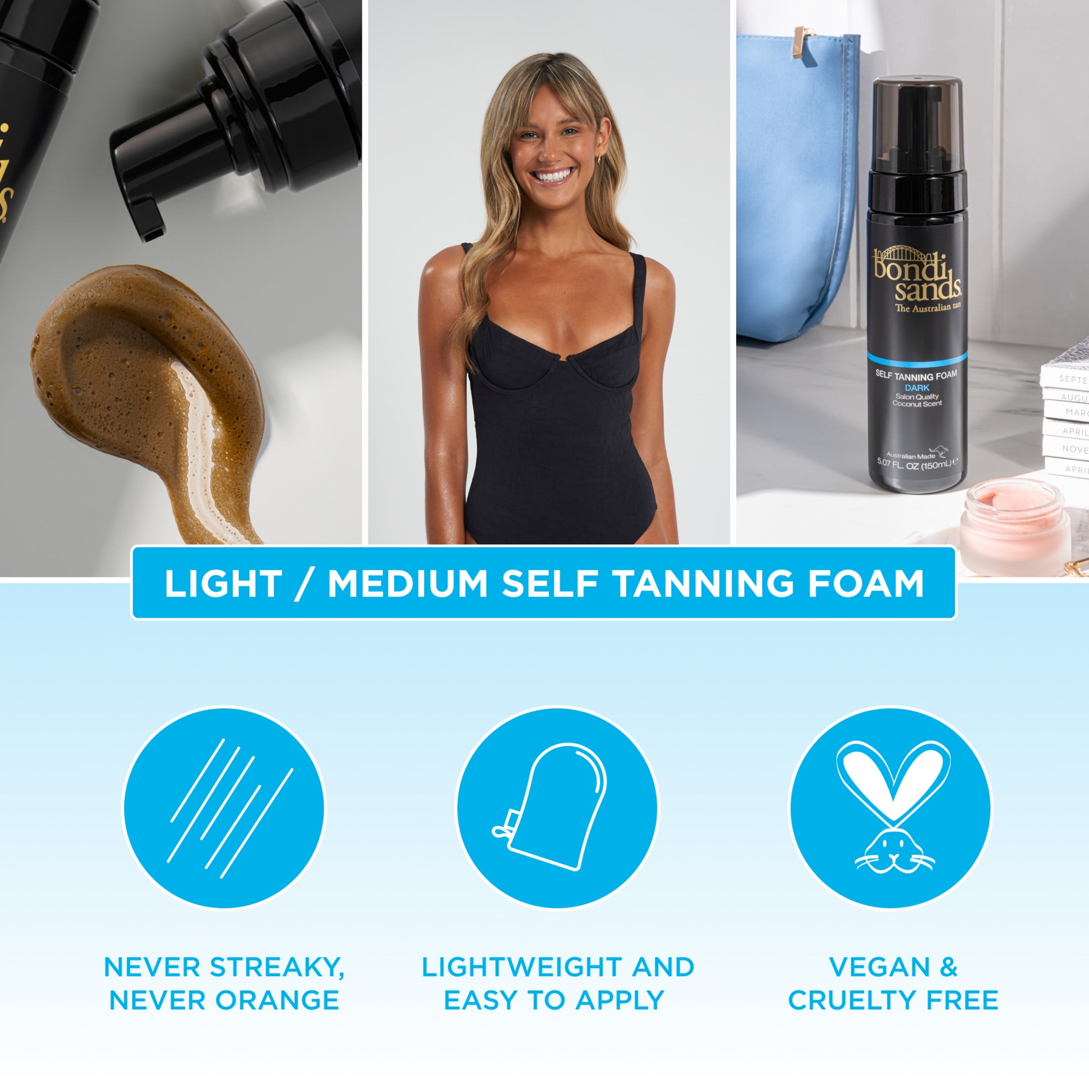 bondi sands Self tainning foam ×3個 Bondi Sands Sunless Self Tanner Foam Dark, 5.07 fl oz