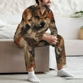 thumbnail image 7 of Daiia Vintage Shiba Inu Art for Men's Long-Sleeved Pajama Set – Soft & Comfortable Sleepwear Button-Up Pajamas Cozy Lounge Wear-X-Large, 7 of 7
