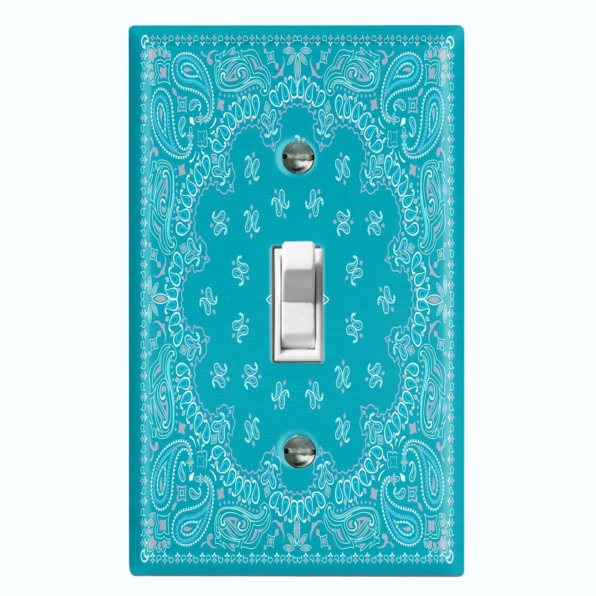 Metal Light Switch Plate Cover Faux Finish Fleur De Lis French Home Decor Teal 