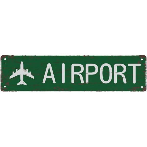 Vintage Metal Tin Sign Airport Metal Sign Street Signs Decor Man Cave Bar Wall Art Decorative Plaque 4X16 Inches