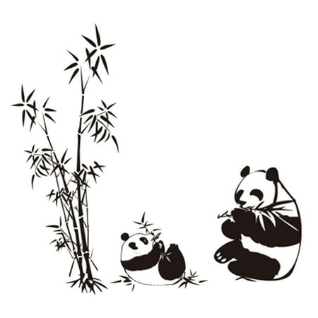 Bamboo Wall Sticker - Unique Bargains PVC Panda Bamboo Pattern Removable Wall Sticker Art Mural Decal Wallpaper