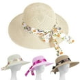 thumbnail image 1 of harmtty Women Sun Hat Solid Color Breathable Holes Wide Brim Beach Hat Headwear,Pink, 1 of 8