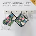 thumbnail image 4 of Yayeee Oven Mitts and Pot Holder Set of 4 Heat Resistant Kitchen Gloves Baking Hot Pad, Green Floral, 4 of 5