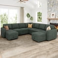 thumbnail image 5 of Marrber U-Shaped Sectional Sofa with Pull Out Bed and Storage, Modern Convertible Sleeper Sectional for Living Room, Apartment, Includes 2 Chaise Lounges, Pet Friendly Corduroy Fabric, Green, 5 of 8