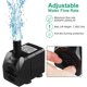 thumbnail image 2 of Bomba para fuente, bomba de agua sumergible 150GPH (8W 600L / H), pequeña bomba silenciosa para fuente exterior con manguera de 3.3 pies (diámetro interior x 1/2 pulgada), 2 boquillas para estanques, acuarios, acuarios, juegos de agua y patios traseros Sin marca Utensilios para barbacoa, 2 of 5