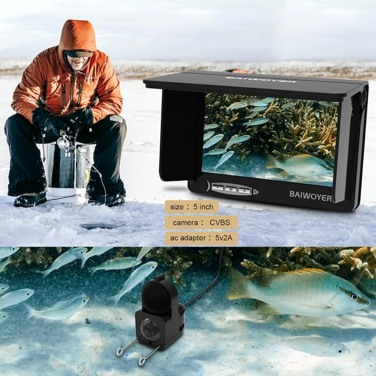 Underwater Fishing Finder, Portable Fish Finder Camera with 5 inch IPS  Monitor HD 1000 LM Infrared Waterproof Camera with 66ft Cable fit for Ice